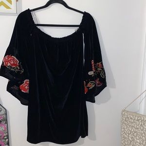 New Francesca’s velvet off the shoulder dress